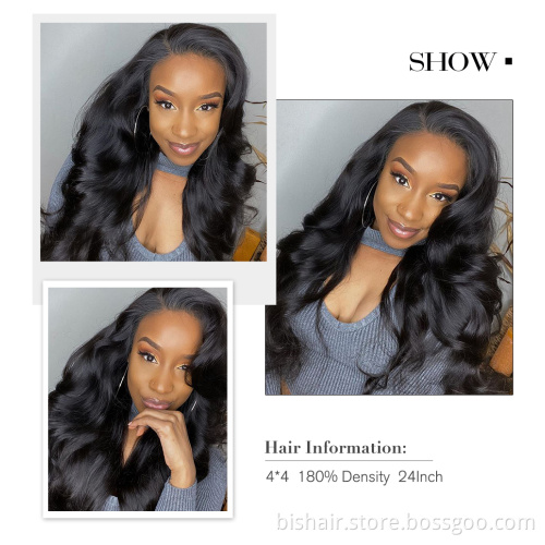 4x4 Body Wave Lace Opening and Closing Real Hair Wig Brazilian Lace Front Wig Real Human Hair Suitable for Women 150% Density